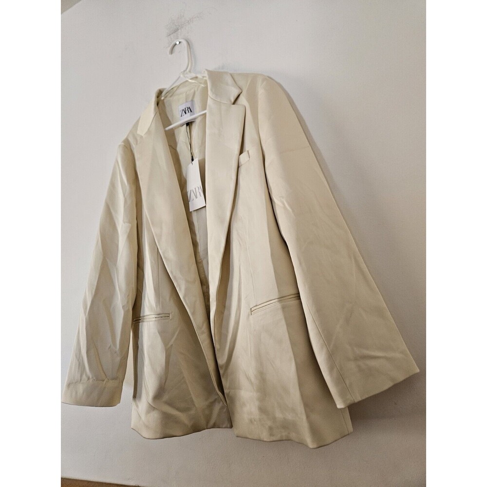 ZARA NWT ZARA OVERSIZED SATIN EFFECT BLAZER Size S Cream/Ivory - Picture 6 of 13